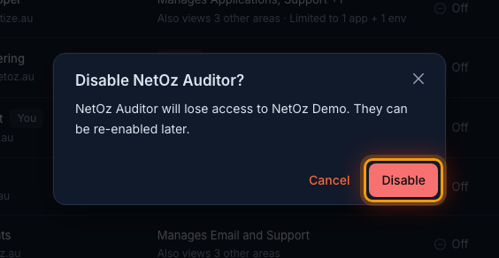 Confirm in the NetOz Portal