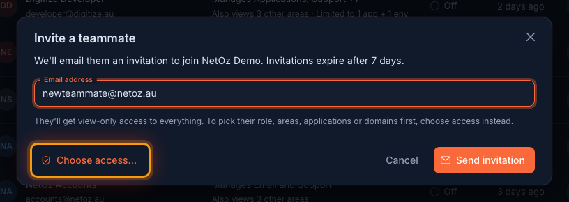 Enter their email address in the NetOz Portal