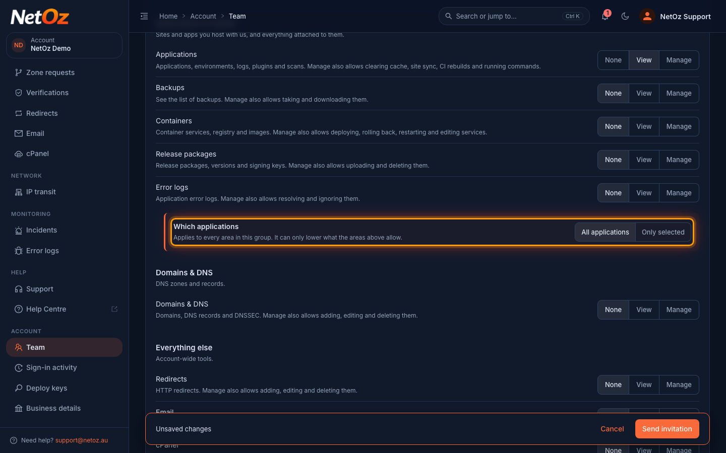 Limit them to certain applications or domains in the NetOz Portal