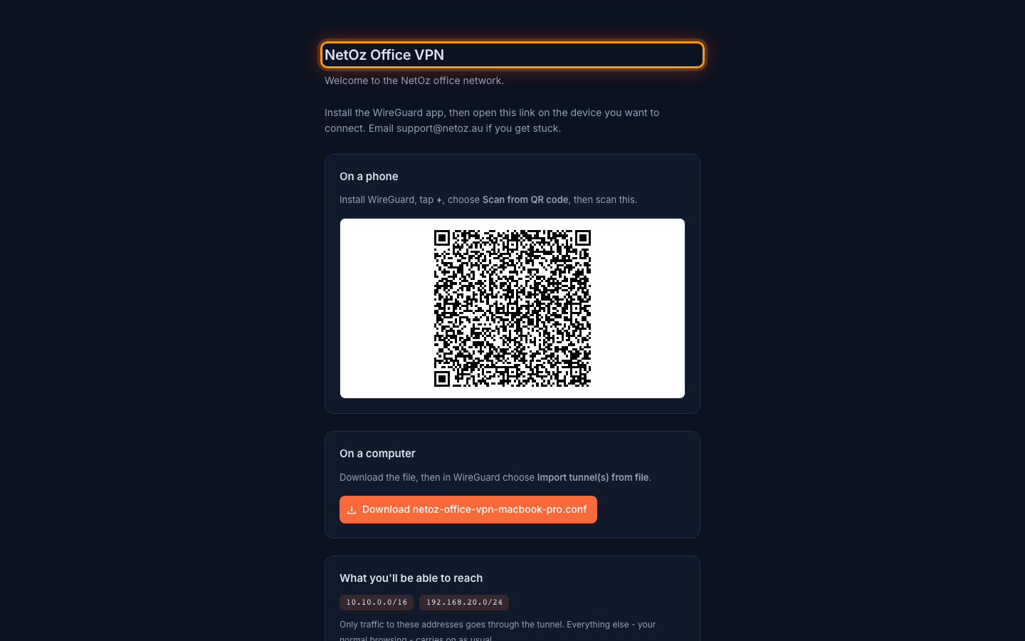 Open the link from your email in the NetOz Portal